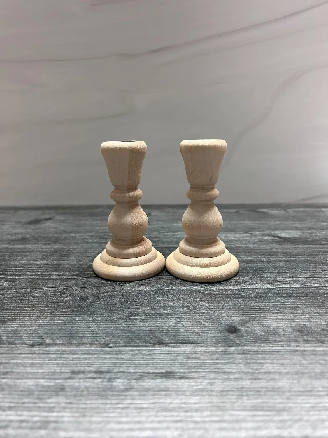 4&quot; Unfinished Wooden Candlesticks