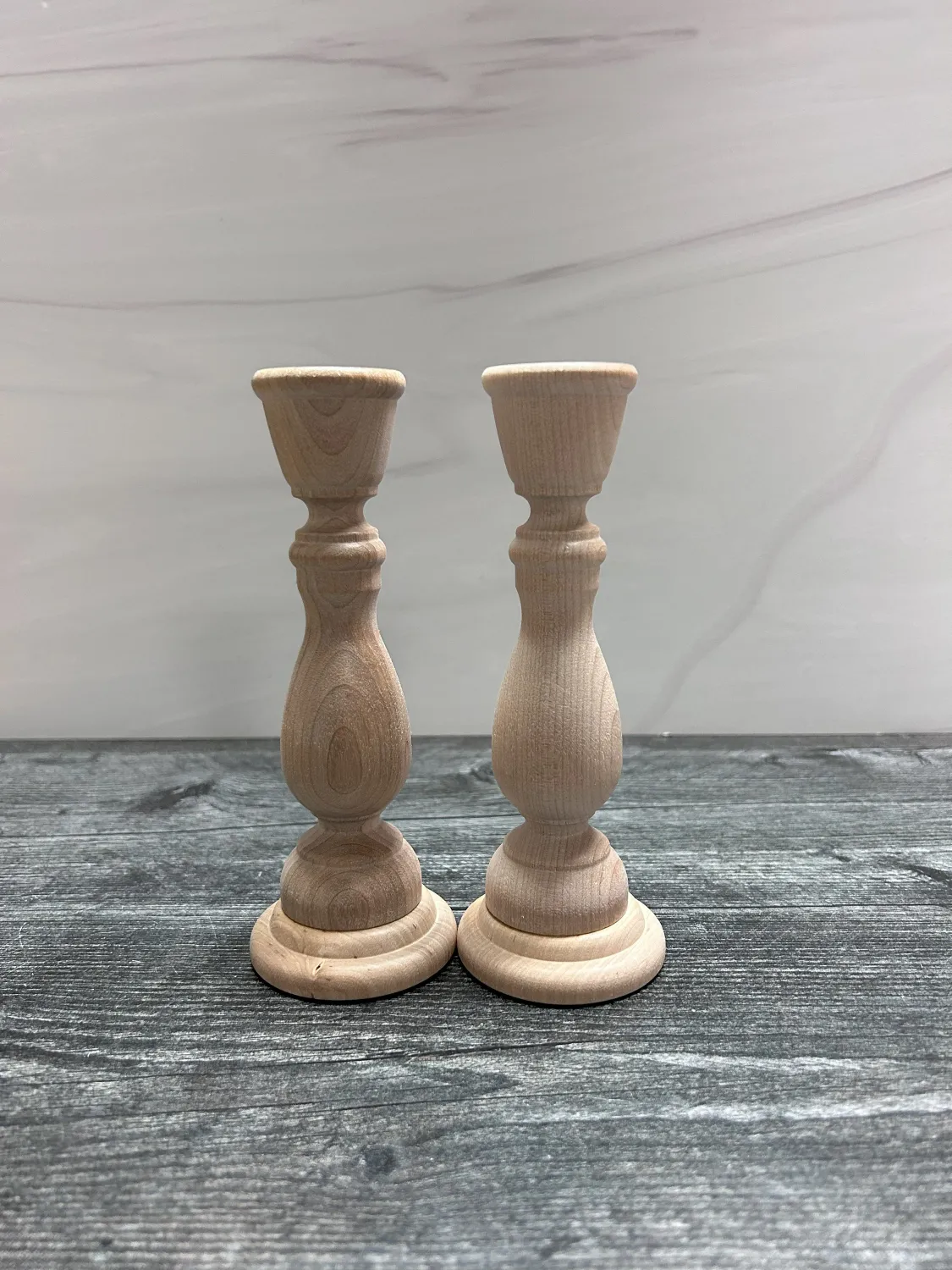 6 3/4" Unfinished Wooden Candlesticks
