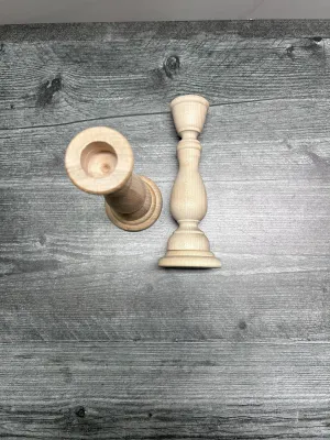 6 3/4" Unfinished Wooden Candlesticks