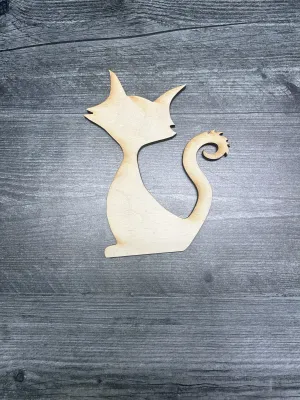 Set of Unfinished Wood Cat Cutouts (Set of 2)