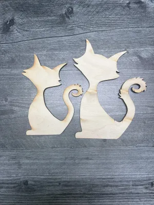 Set of Unfinished Wood Cat Cutouts (Set of 2)