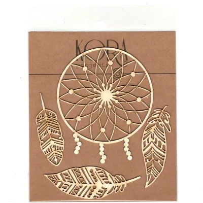 Dreamcatcher With Feathers Chipboard Pieces - Kora Projects