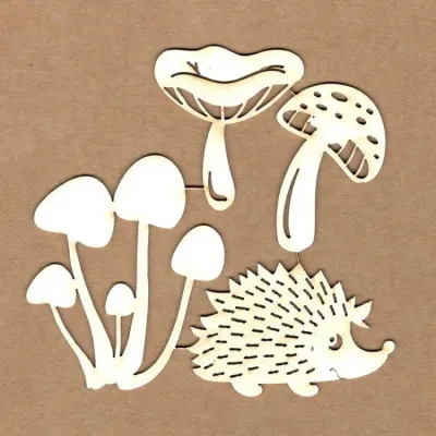 Stump With Mushrooms Chipboard Pieces - Kora Projects