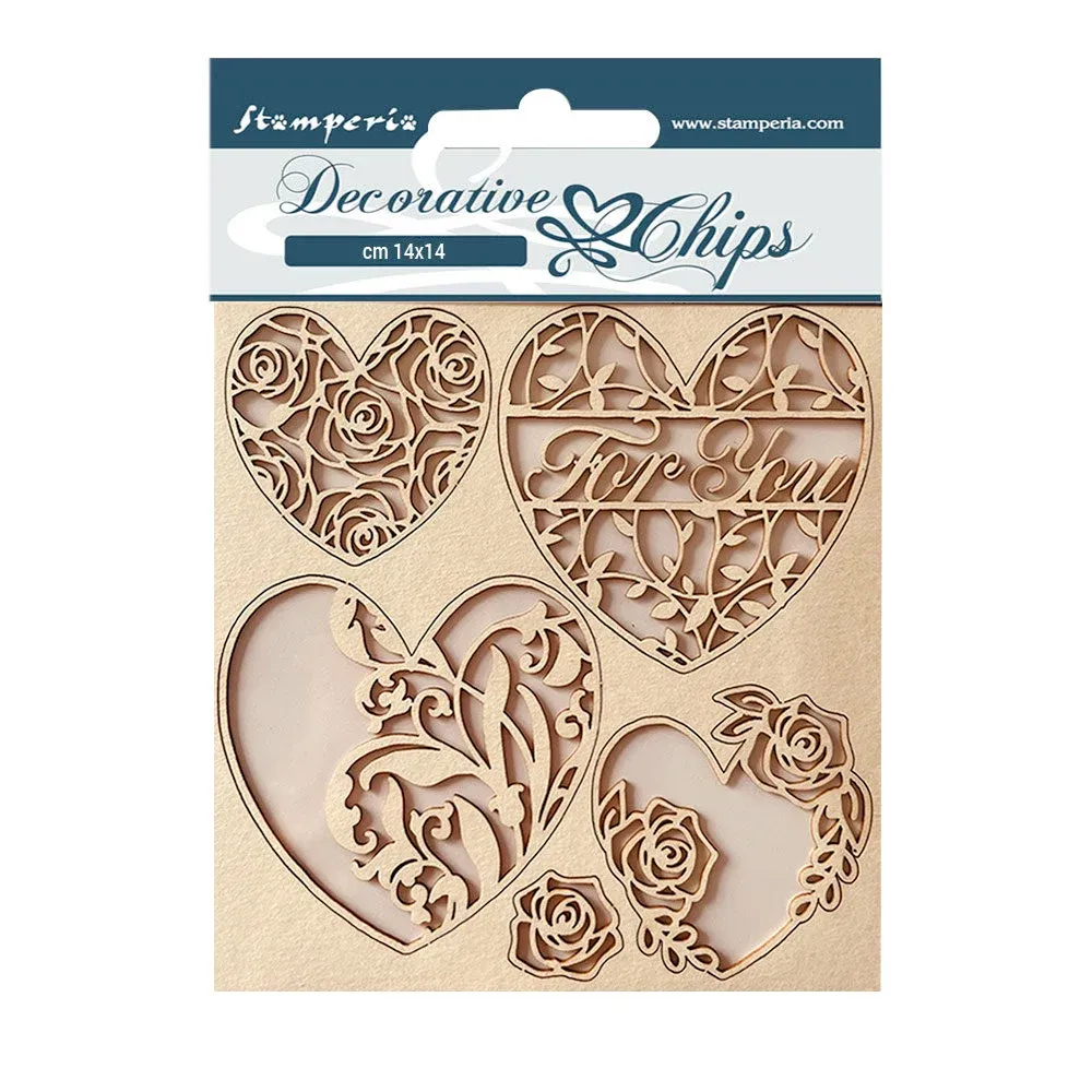 Rose Parfum - Hearts Decorative Chips - Lady Vagabond Collection - Stamperia