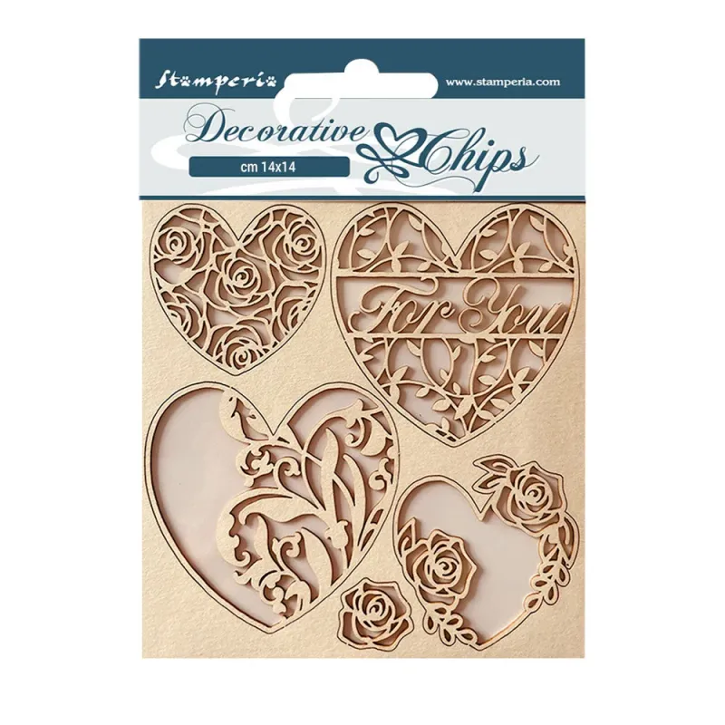 Rose Parfum - Hearts Decorative Chips - Lady Vagabond Collection - Stamperia