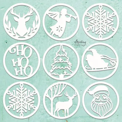 Christmas Circles Chipboard Pieces - Mintay