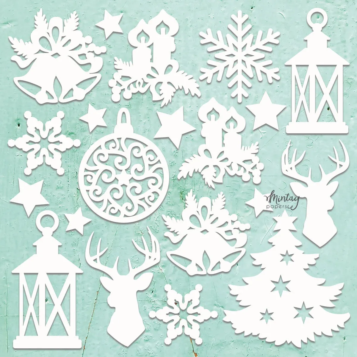 Christmas Mix Chipboard Pieces - Mintay