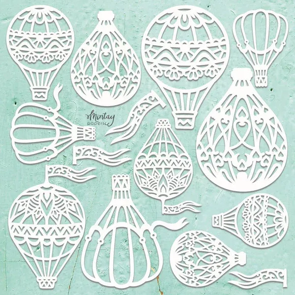 Hot Air Balloons Set Chipboard - Mintay