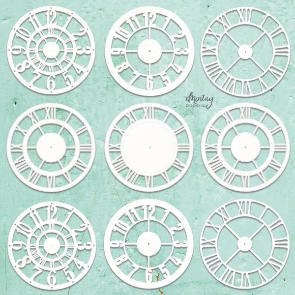 Clocks Set Chipboard - Mintay