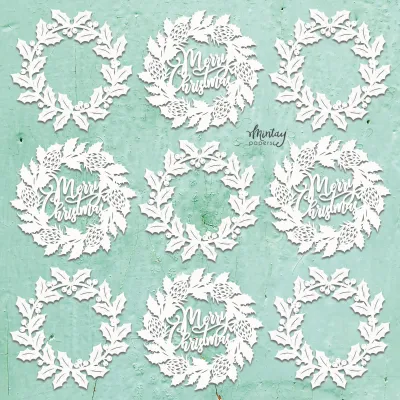 Christmas Wreaths Chipboard Pieces - Mintay