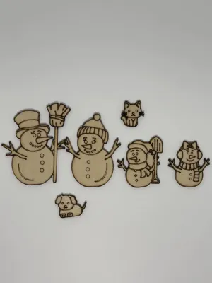 Snowman Family - Wood Cut Out