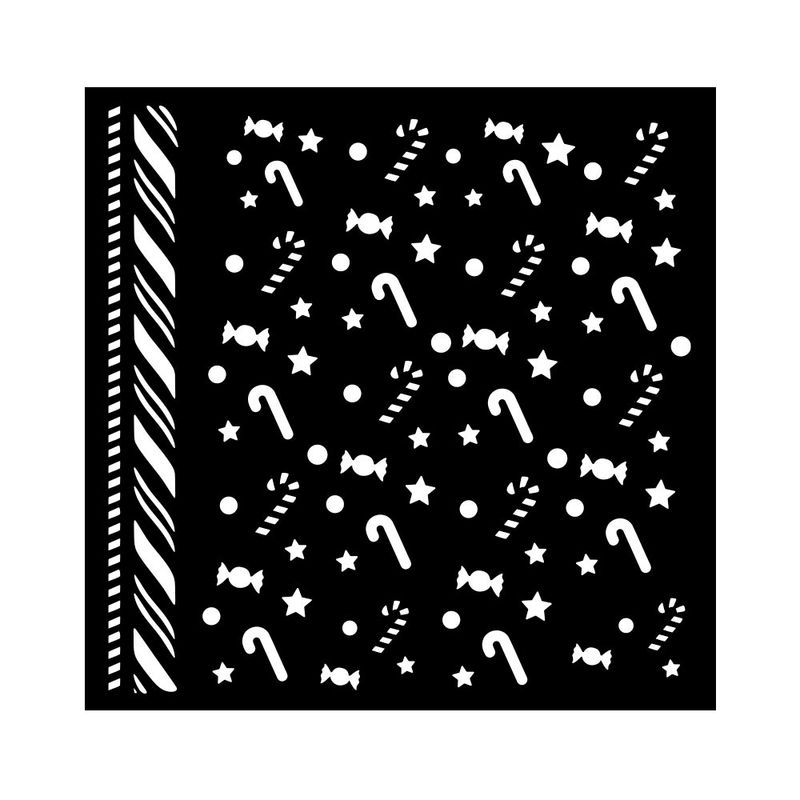 Candy Christmas Candycanes Pattern Stencil - Stamperia
