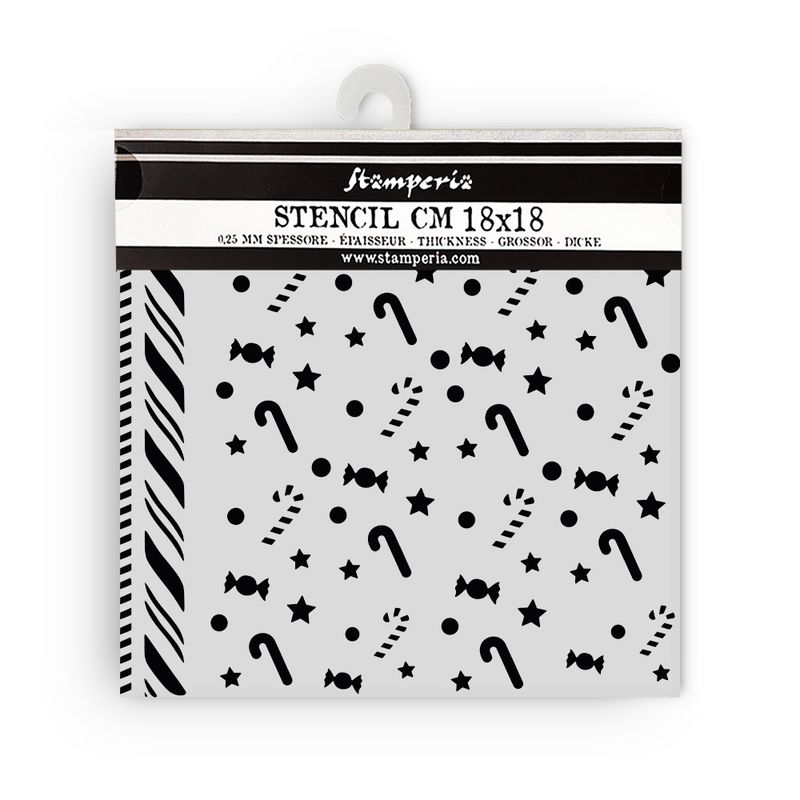 Candy Christmas Candycanes Pattern Stencil - Stamperia