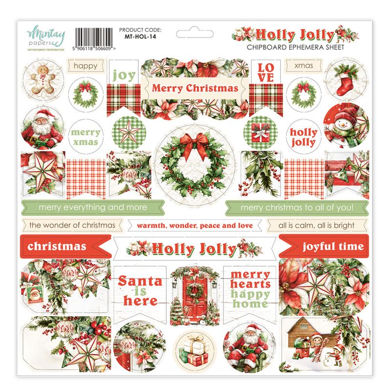 Holly Jolly Chipboard Ephemera - Mintay Papers
