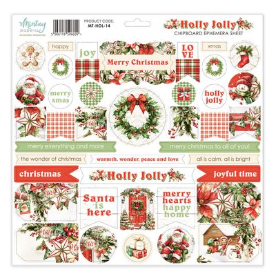 Holly Jolly Chipboard Ephemera - Mintay Papers