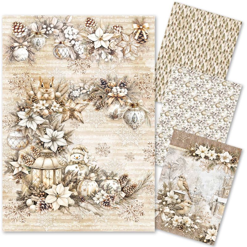 Winter Season A4 Mixed Rice Paper 4/pkg - Ciao Bella