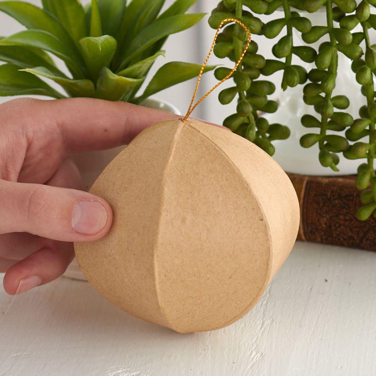 Paper Mache 6 Sided Ornament