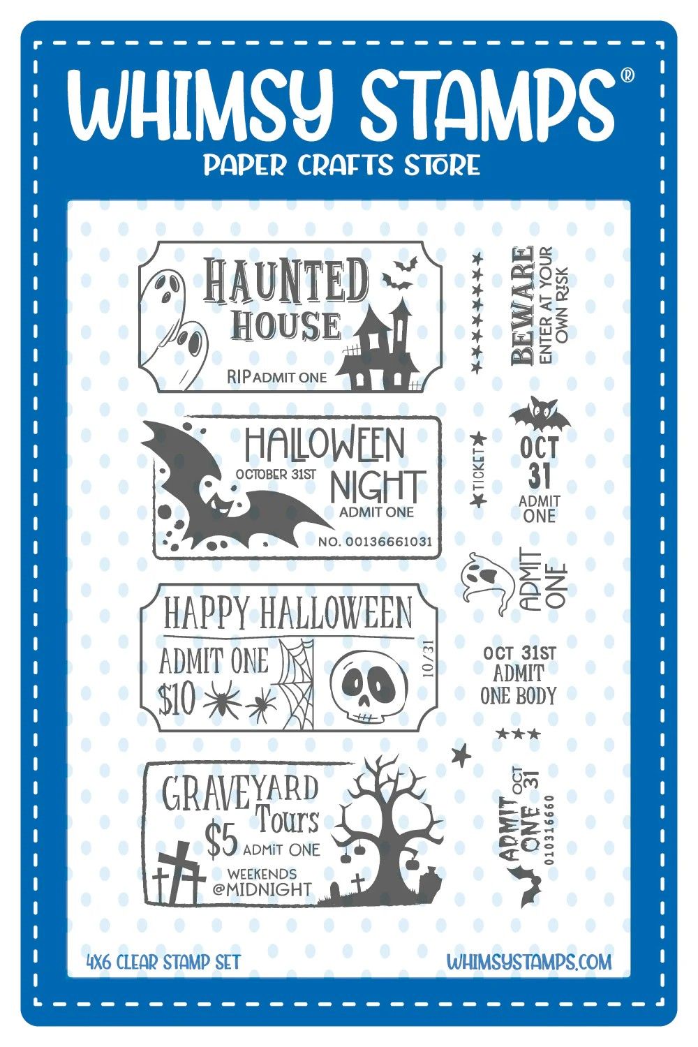 Terrific Halloween Tickets Clear Stamp - Whimsy Stamps