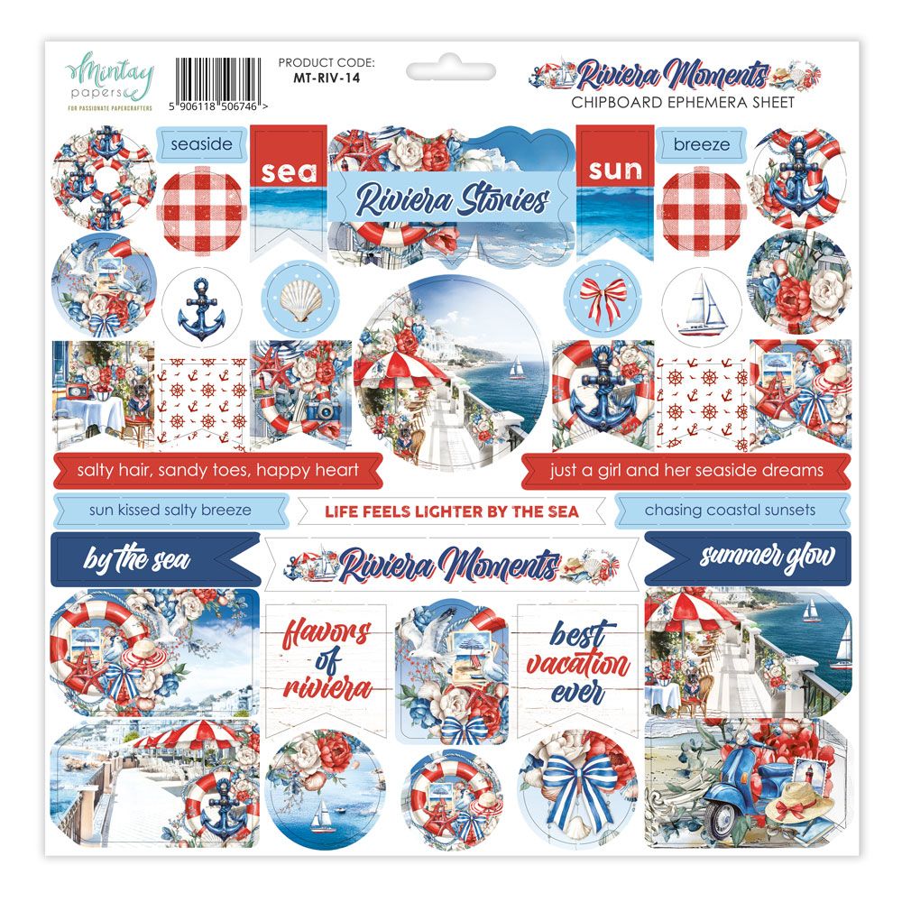 Riviera Moments Chipboard Ephemera - Mintay Papers