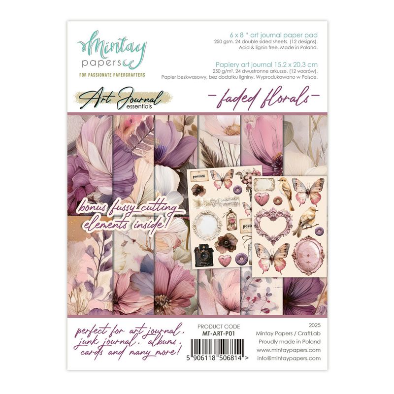 Faded Florals 6x8 Art Journal Paper Pad - Mintay Papers