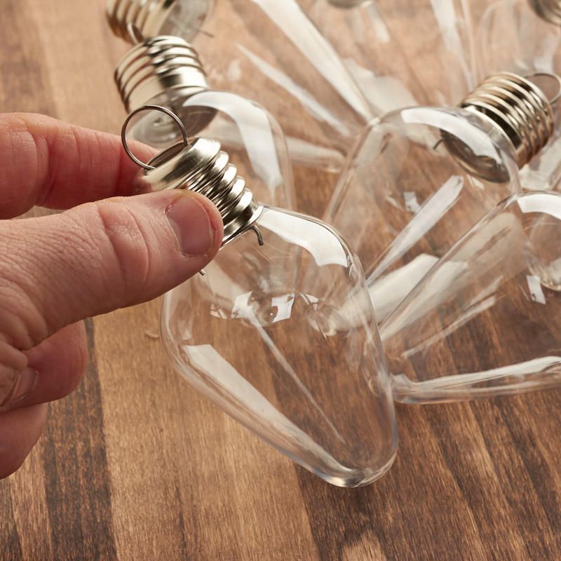 Clear Acrylic Fillable Light Bulb Ornament
