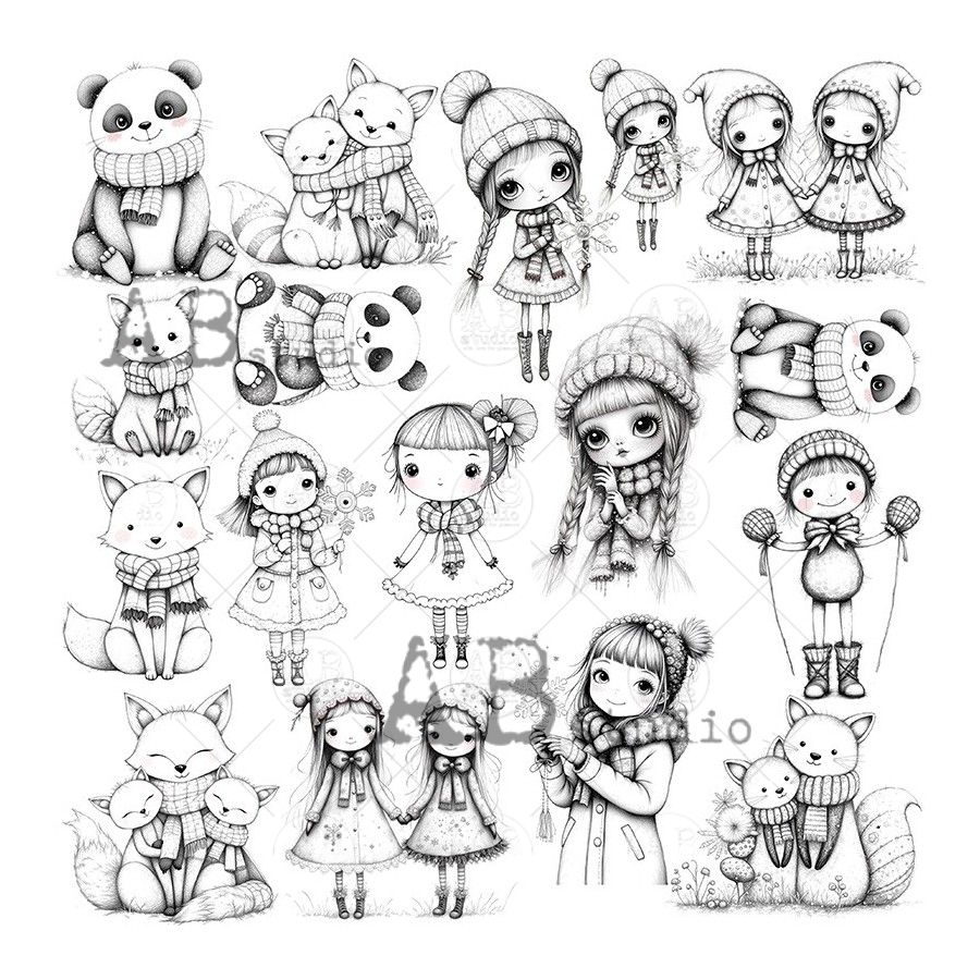 Christmas Coloring for Ephemera Die Cuts - ABStudio