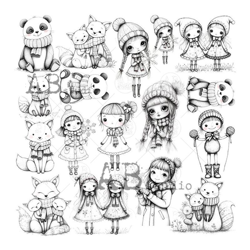 Christmas Coloring for Ephemera Die Cuts - ABStudio