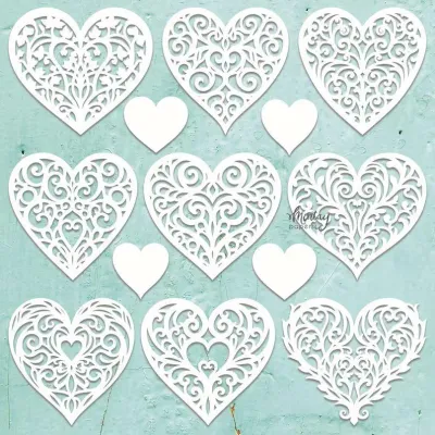 Hearts Filigree Chipboard - Mintay