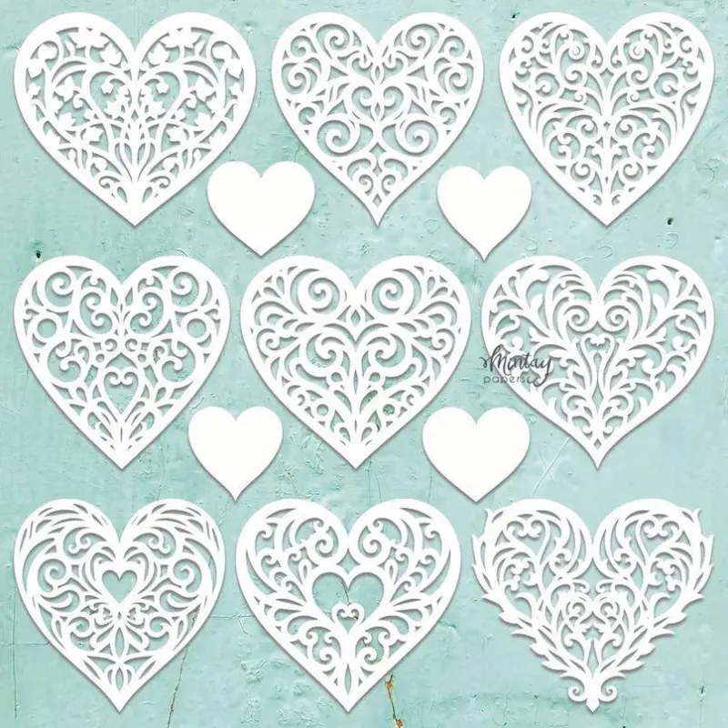 Hearts Filigree Chipboard - Mintay