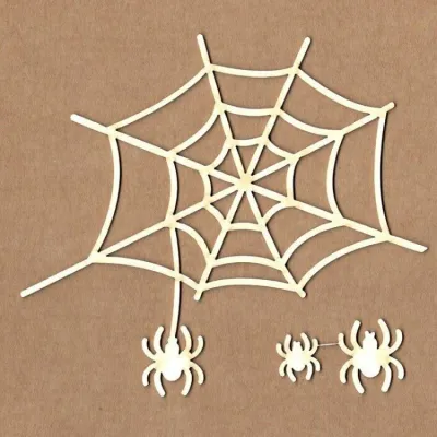 Cobweb with Spiders Chipboard Pieces - Kora Projects