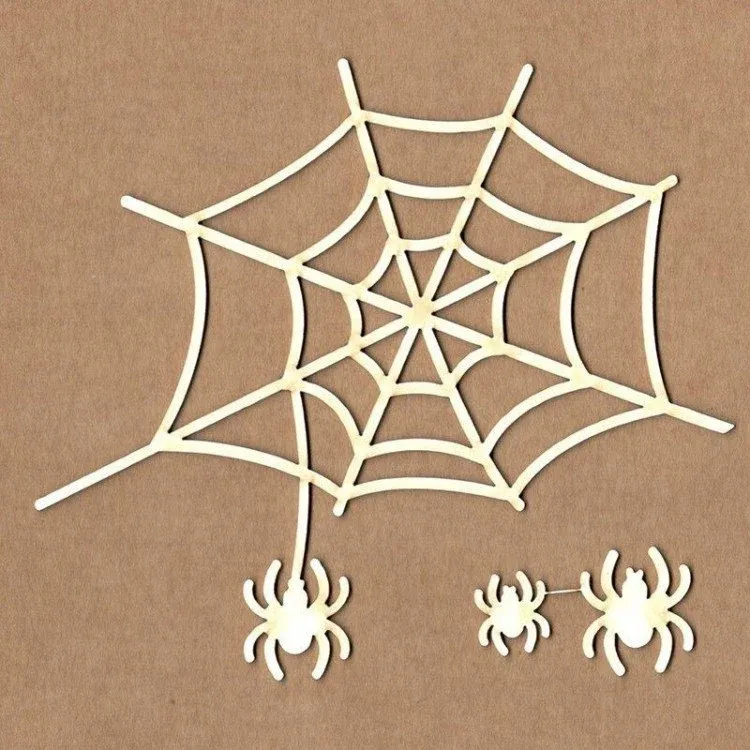 Cobweb with Spiders Chipboard Pieces - Kora Projects