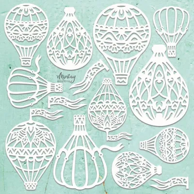 Hot Air Balloons Set Chipboard - Mintay