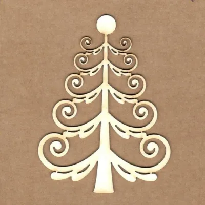 Curly Christmas Tree Chipboard Pieces - Kora Projects Curly Christmas Tree Chipboard Pieces - Kora Projects