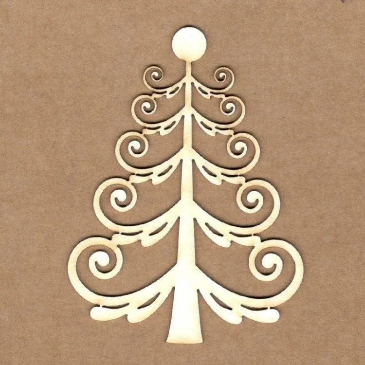 Curly Christmas Tree Chipboard Pieces - Kora Projects