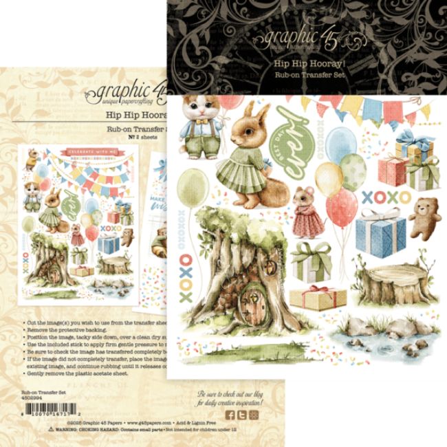 Hip Hip Hooray - Graphic 45 Rub-On Transfers