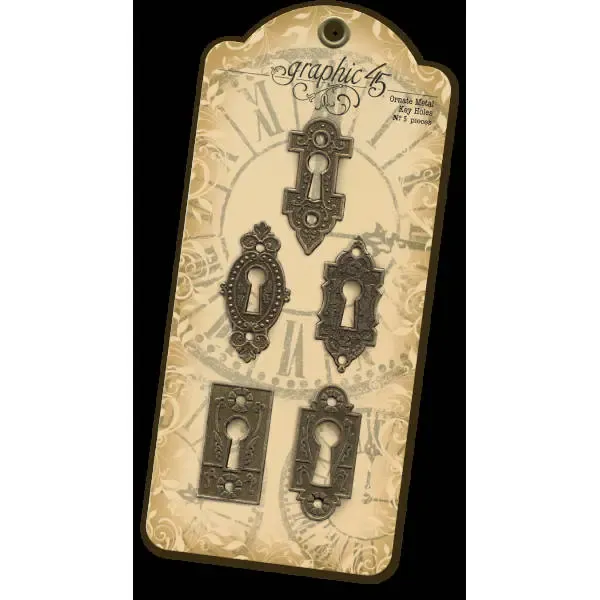 Brass Ornate Metal Key Holes - Graphic 45