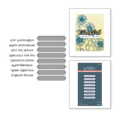 Fancy Sentiment Strips Press Plate and Die Set - Spellbinders Serenade of Autumn