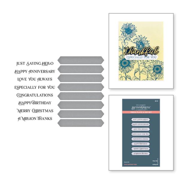 Fancy Sentiment Strips Press Plate and Die Set - Spellbinders Serenade of Autumn