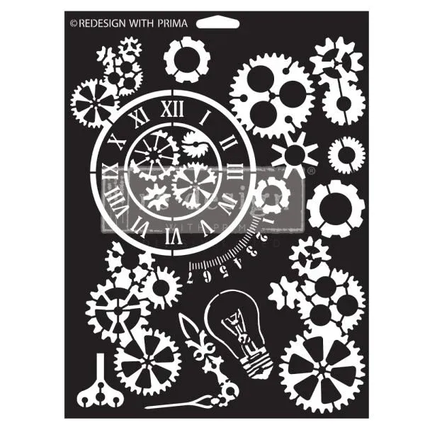Gear Works Stencil - Re-Design with Prima