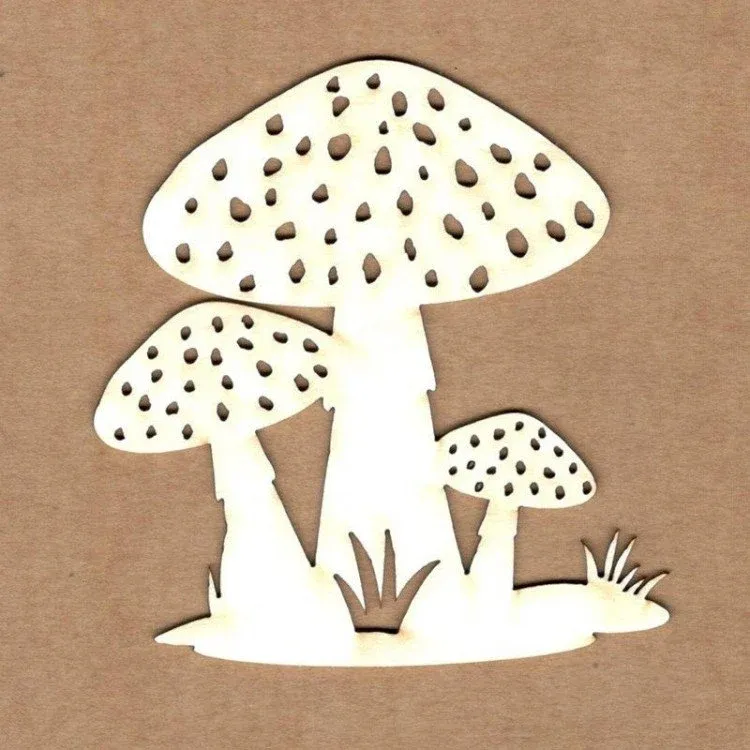 Stump With Mushrooms Chipboard Pieces - Kora Projects