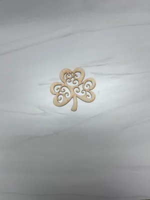 Unfinished Wood Laser Cut Filigree Shamrock Ornament