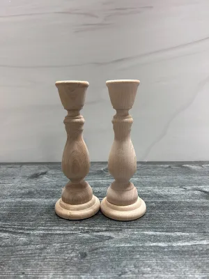 6 3/4" Unfinished Wooden Candlesticks