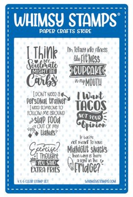 Random Funny Food Sentiments Clear Stamp - Whimsy Stamps