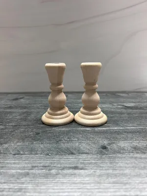 4" Unfinished Wooden Candlesticks