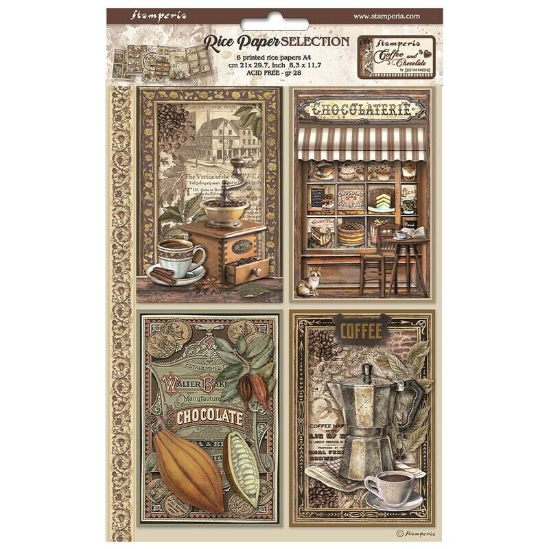 Coffee and Chocolate Selection 6pk A4 - Stamperia Coffee and Chocolate Selection 6pk A4 - Stamperia