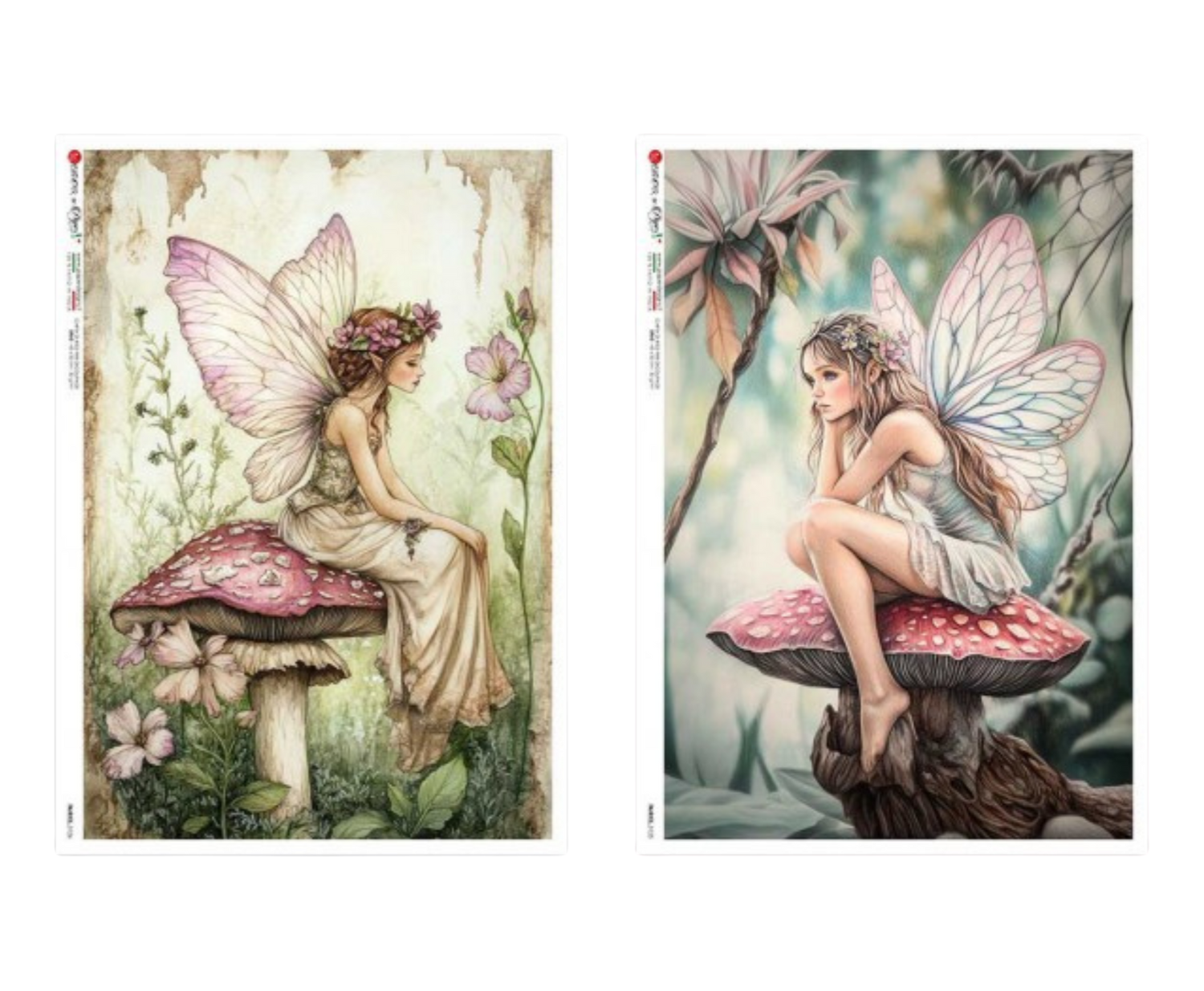 Fairies Sitting on Mushrooms A4 - Paper Designs
