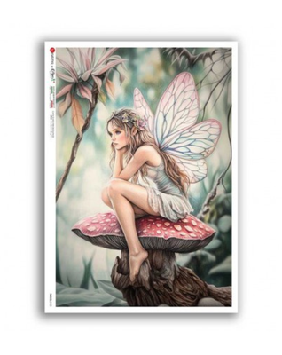 Fairies Sitting on Mushrooms A4 - Paper Designs