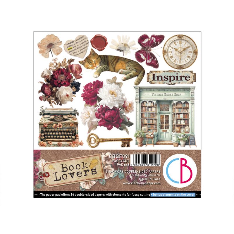 Book Lovers 6x6 Fussy Cut Pad - Ciao Bella