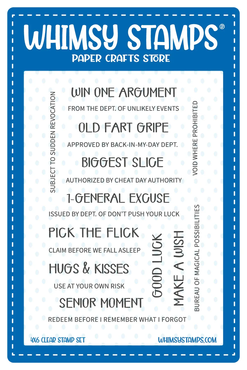 Ticket Coupons: Sentiments Clear Stamp - Whimsy Stamps
