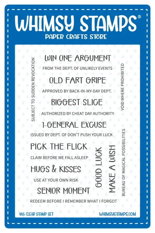 Ticket Coupons: Sentiments Clear Stamp - Whimsy Stamps